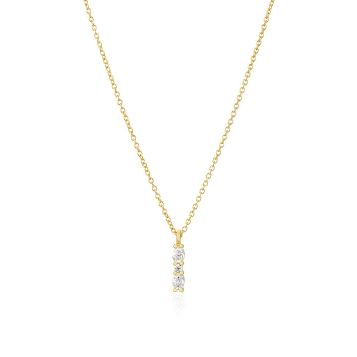 Sif Jakobs Ellera Ovale Piccolo Necklace - 18k Gold Plated with White Zirconia - SJ-N2414-CZ-YG