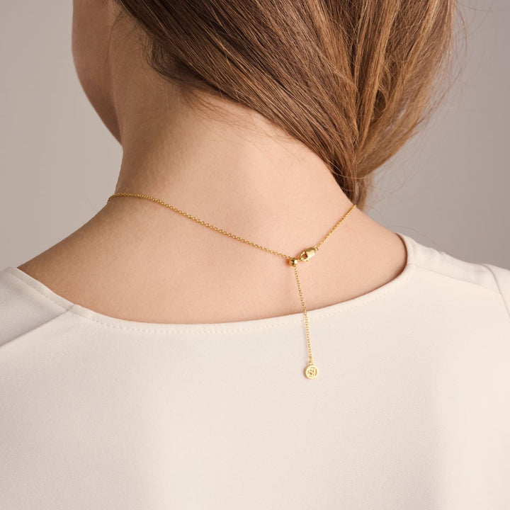 Sif Jakobs Ellera Ovale Piccolo Necklace - 18k Gold Plated with White Zirconia - SJ-N2414-CZ-YG