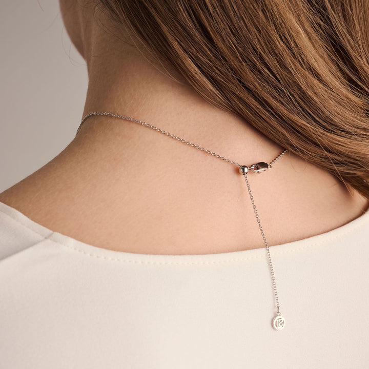 Sif Jakobs Ellera Ovale Piccolo Necklace - Silver with White Zirconia - SJ-N2414-CZ