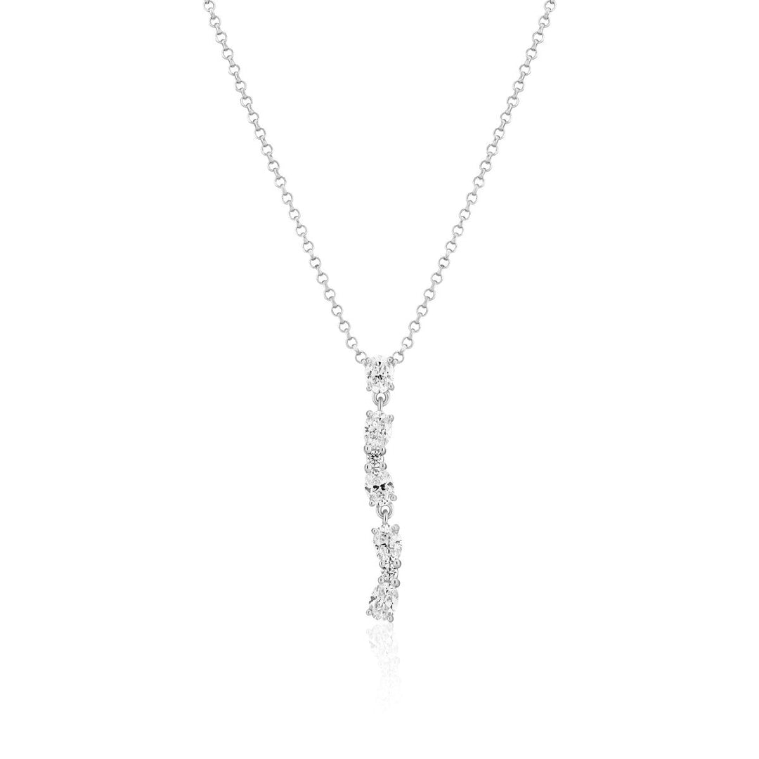 Sif Jakobs Ellera Ovale Lungo - Silver with White Zirconia 