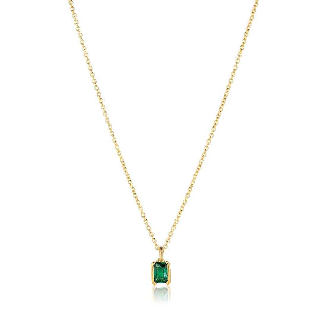 Sif Jakobs Roccanova Piccolo Necklace - Gold Plated with Green Zirconia SJ-N42260-GCZ-YG
