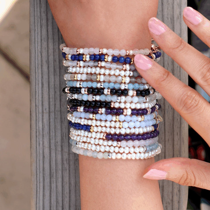 Jersey Pearl Sky Bracelet - Scatter in Aquamarine - 1877854