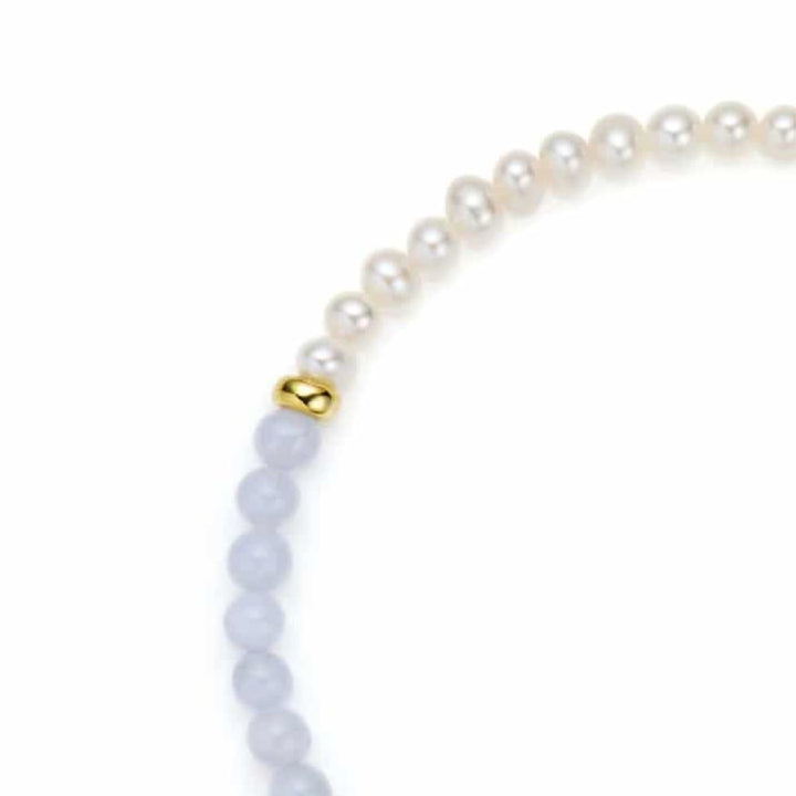 Jersey Pearl Sky Bar Blue Lace Agate Bracelet