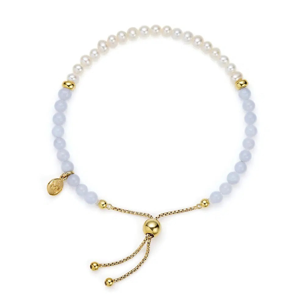 Jersey Pearl Sky Bar Blue Lace Agate Bracelet