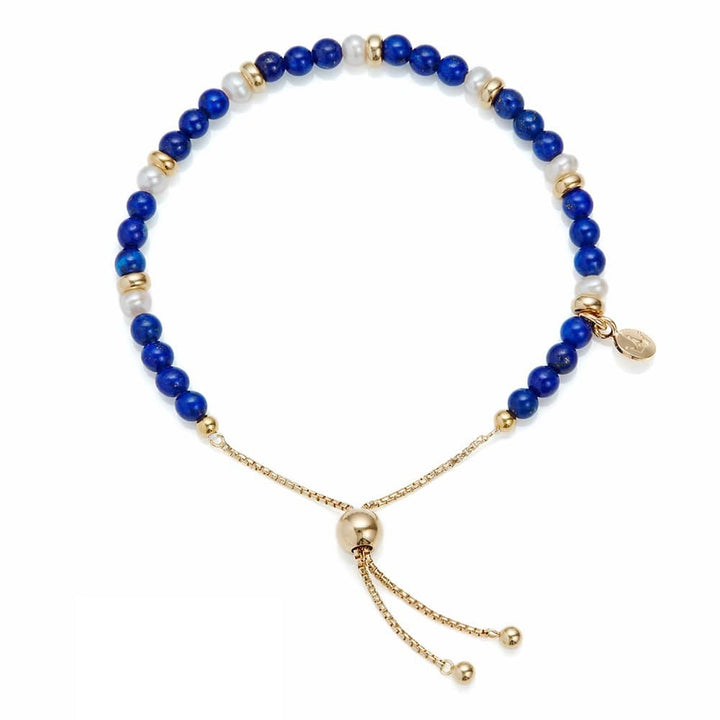 Jersey Pearl Sky Bracelet - Scatter Style in Blue Lapis Lazuli and Gold 1877892