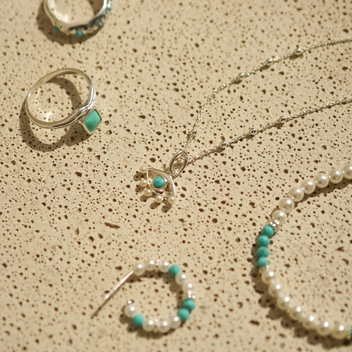 Daisy Silver Evil Eye Necklace - SN14_SLV