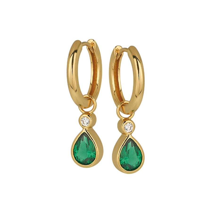 Amelia Scott Sofia Teardrop Gold Huggie Hoop Earrings in Emerald Green