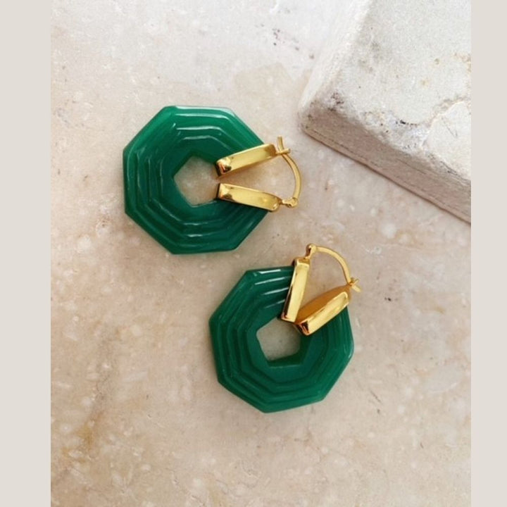 Shyla Sphinx Earrings - Emerald Green