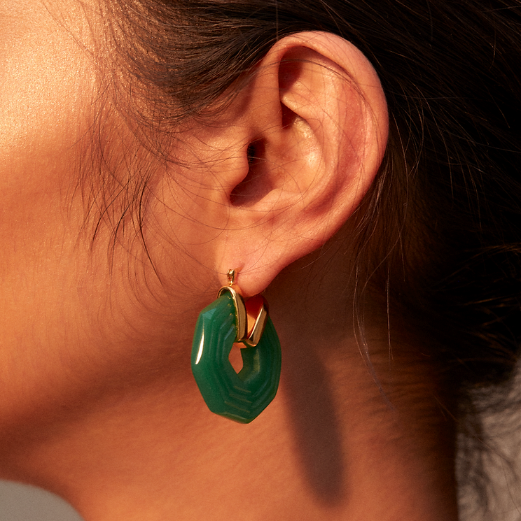 Shyla Sphinx Earrings - Emerald Green