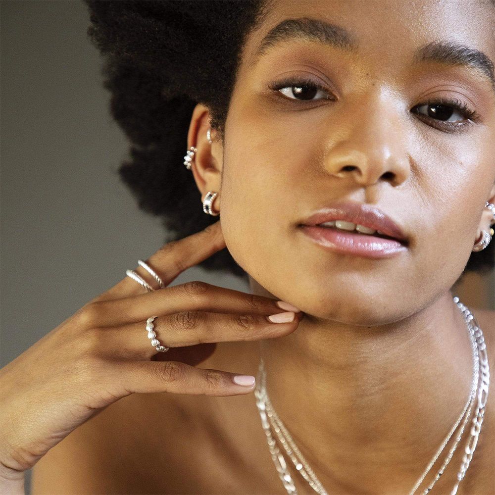 Daisy Isla Shell Stacking Ring - Silver / Small