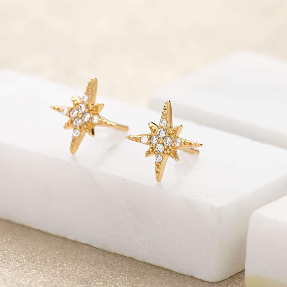 Scream Pretty Starburst Stud Earrings - Gold SPESGS32