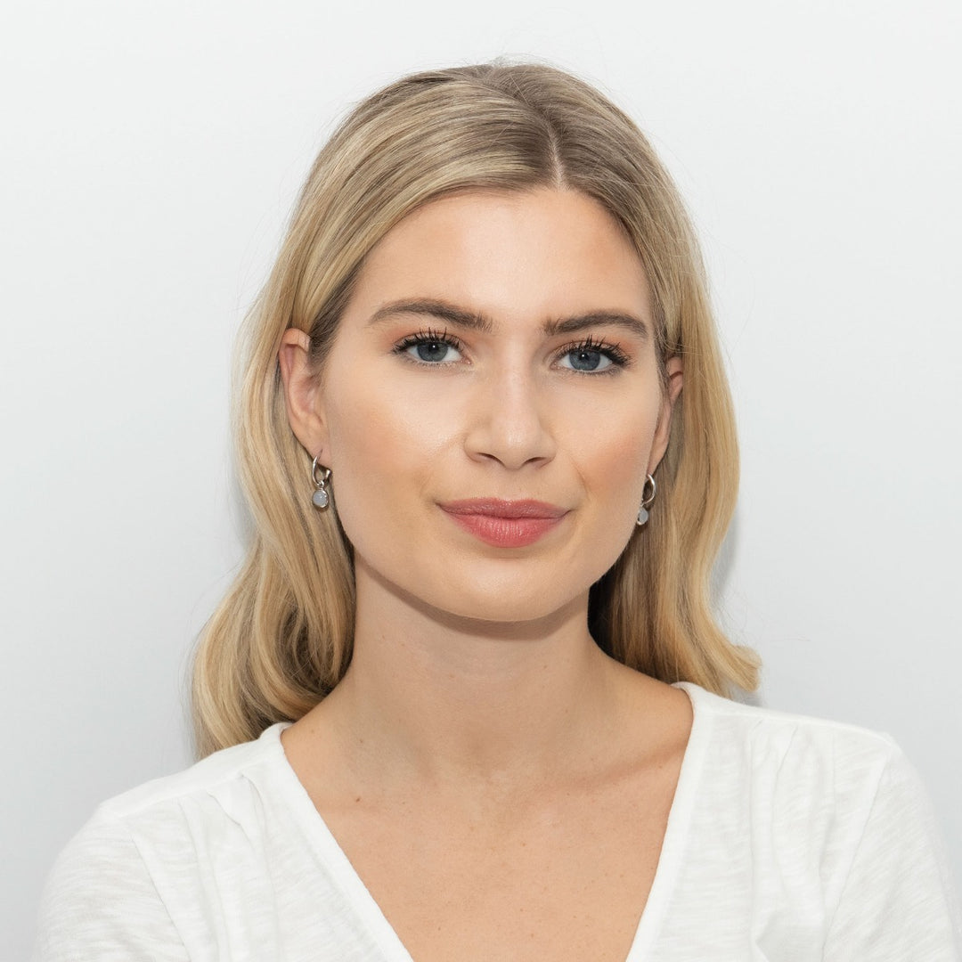 Sarah Alexander Starling Blue Lace Agate Mini Hoop Earrings