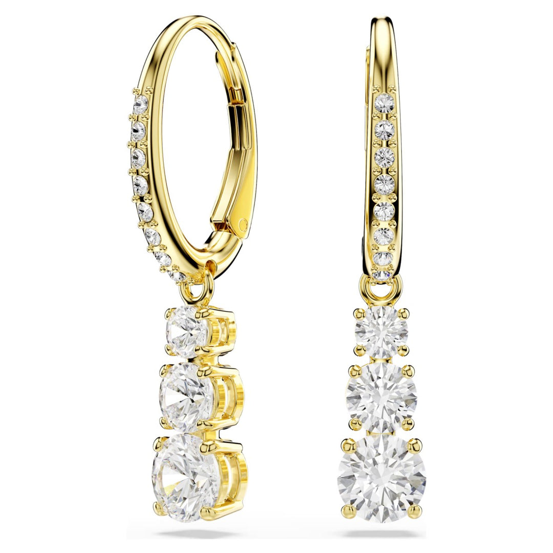 Swarovski Attract Trilogy Round Pierced Earrings - White with Gold Tone Plating 5723300