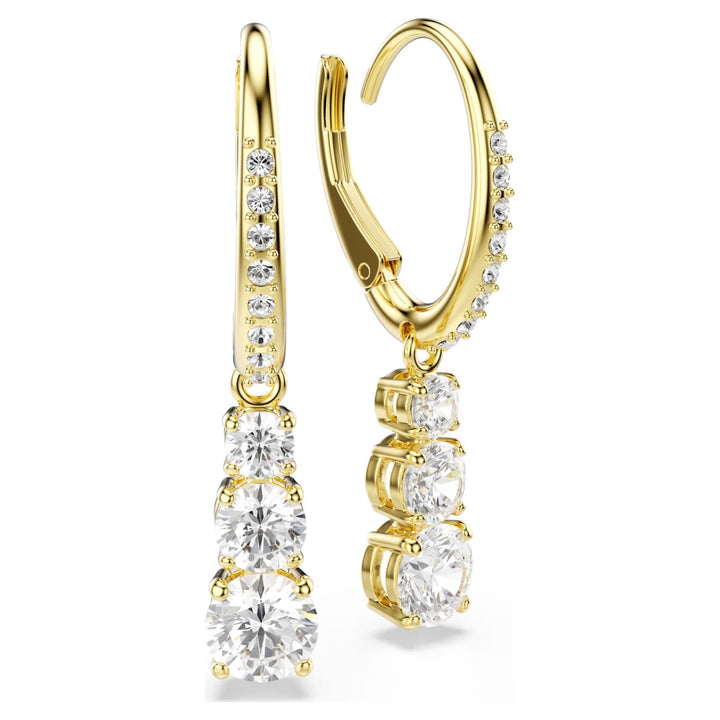 Swarovski Attract Trilogy Round Pierced Earrings - White with Gold Tone Plating 5723300