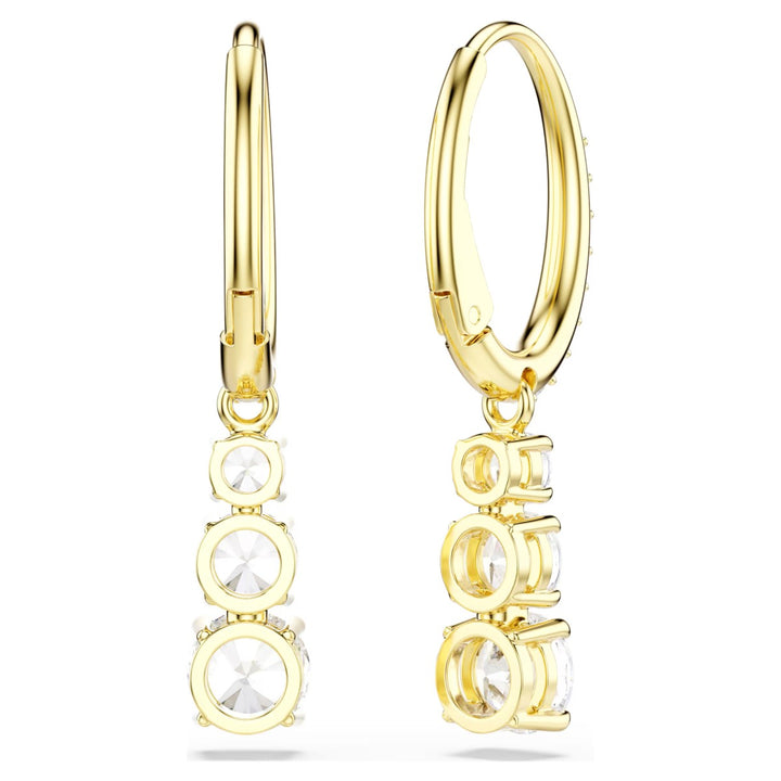Swarovski Attract Trilogy Round Pierced Earrings - White with Gold Tone Plating 5723300