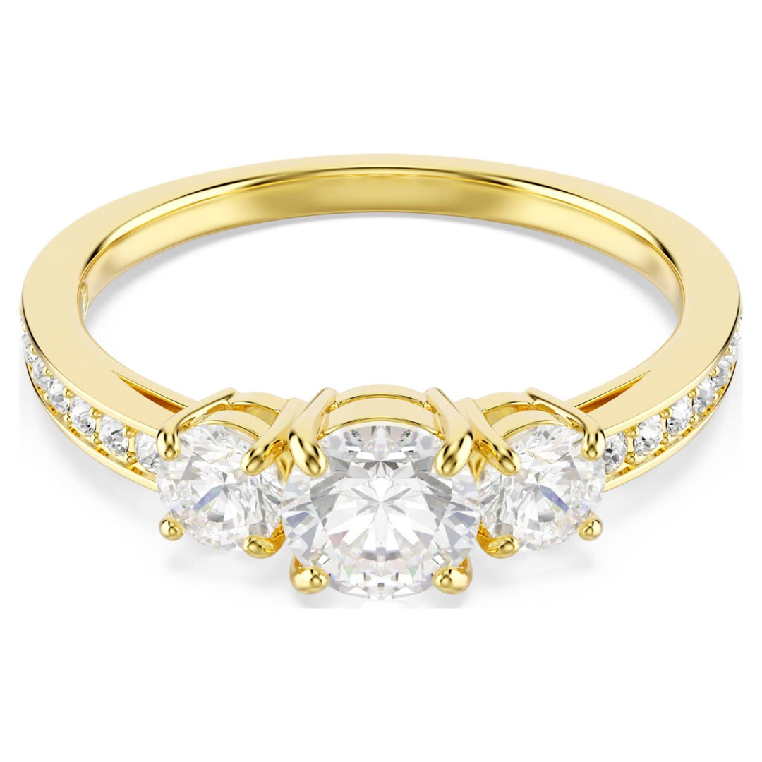 Swarovski Attract Trilogy Round Ring - White with Gold Tone Plating