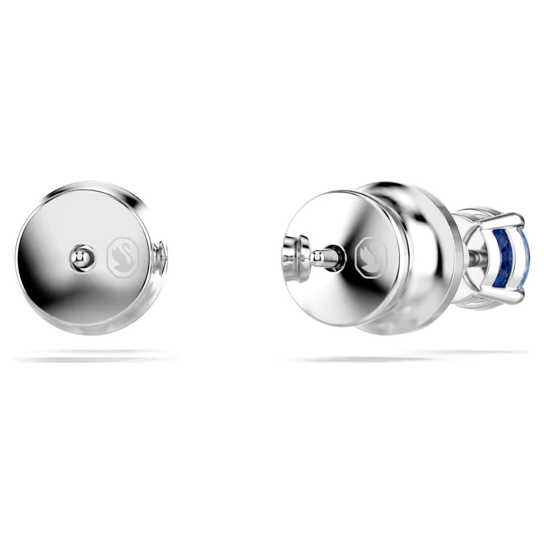 Swarovski Stilla Attract Stud Earrings Round Cut - Blue with Rhodium Plating - 5734250