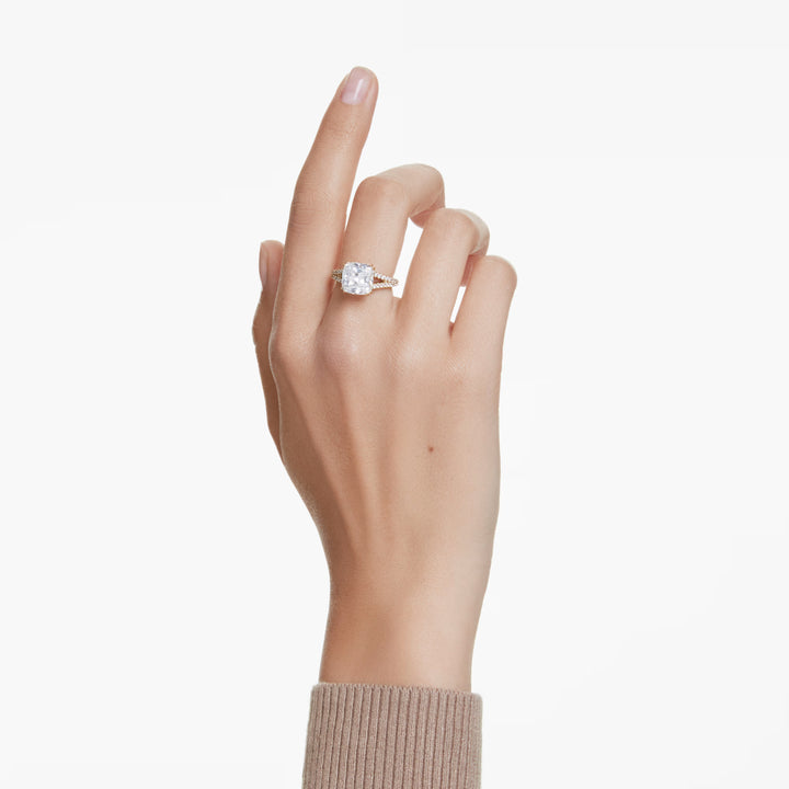 Swarovski Stilla Square Cocktail Ring - White with Gold Tone Plating