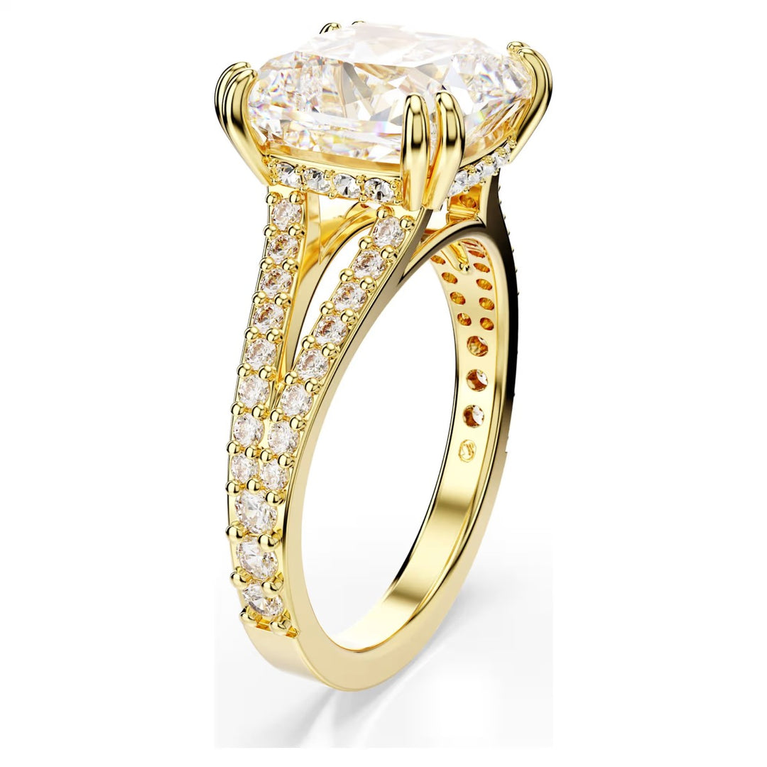 Swarovski Stilla Square Cocktail Ring - White with Gold Tone Plating 