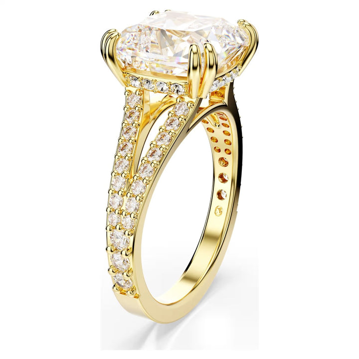 Swarovski Stilla Square Cocktail Ring - White with Gold Tone Plating 