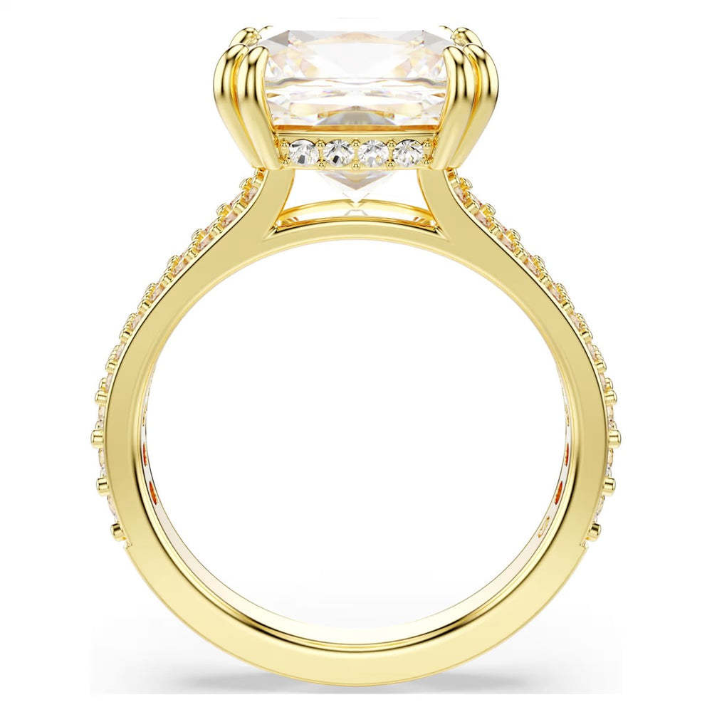 Swarovski Stilla Square Cocktail Ring - White with Gold Tone Plating 