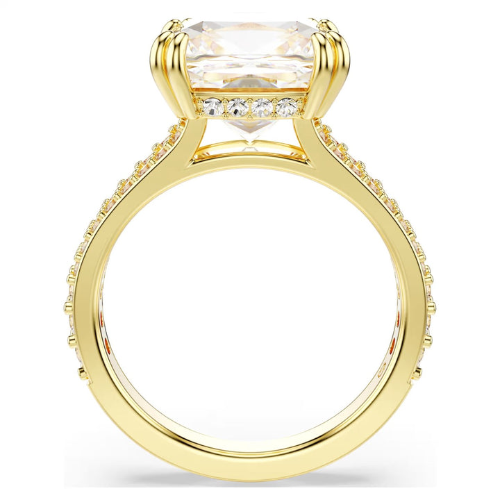 Swarovski Stilla Square Cocktail Ring - White with Gold Tone Plating 