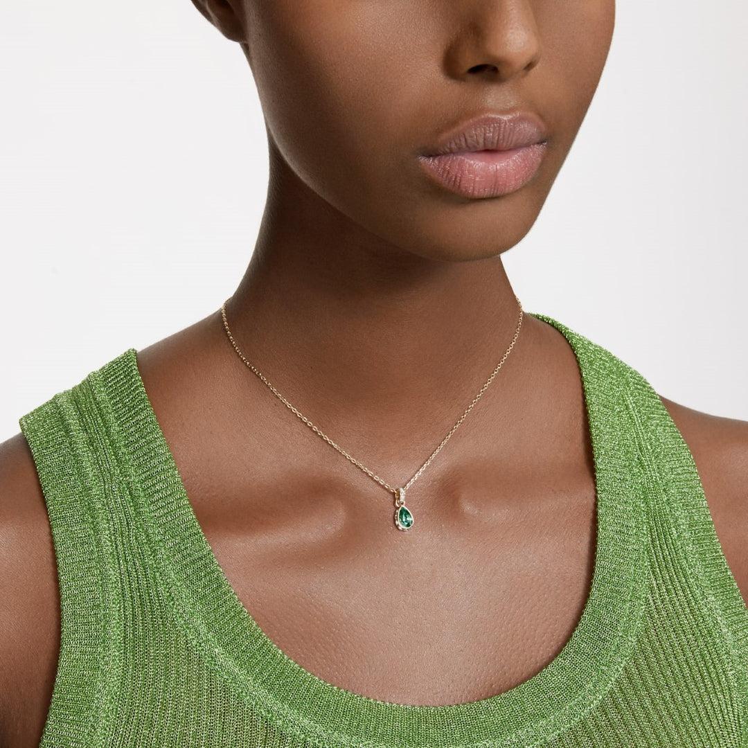 Swarovski Stilla Pear Cut Pendant - Green with Gold Tone Plating 5648751