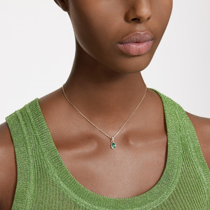 Swarovski Stilla Pear Cut Pendant - Green with Gold Tone Plating 5648751