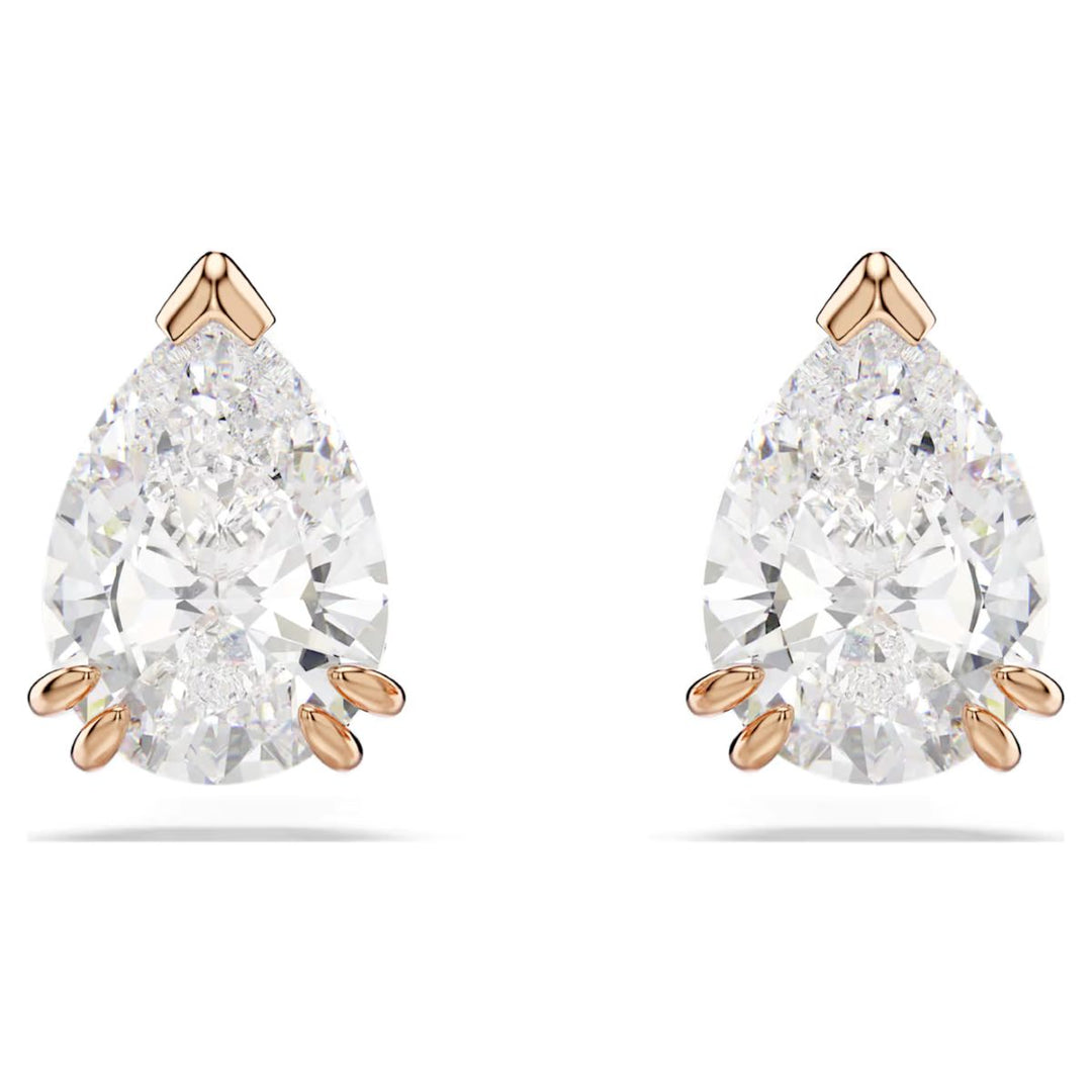 Swarovski Stilla Stud Earrings Pear Cut - White with Rose Gold Tone Plating - 5734248