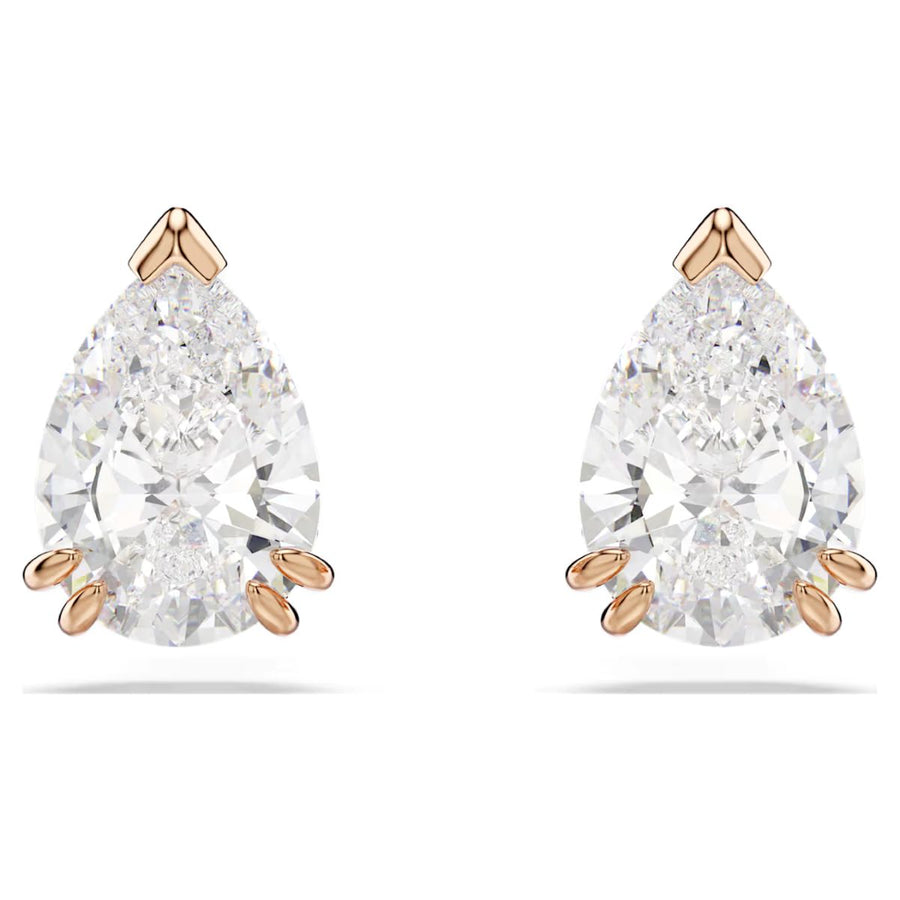 Swarovski Stilla Stud Earrings Pear Cut - White with Rose Gold Tone Plating - 5734248