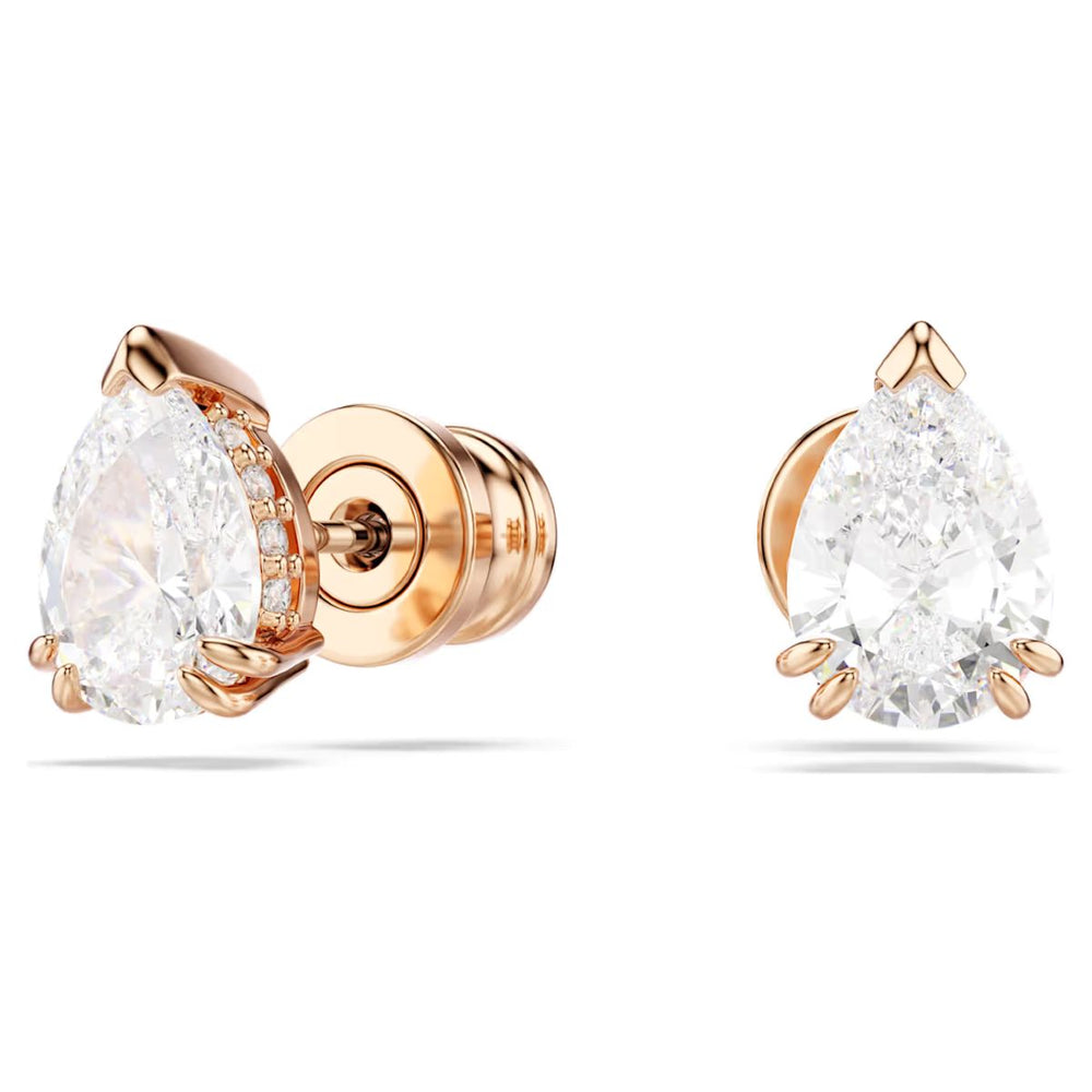 Swarovski Stilla Stud Earrings Pear Cut - White with Rose Gold Tone Plating - 5734248