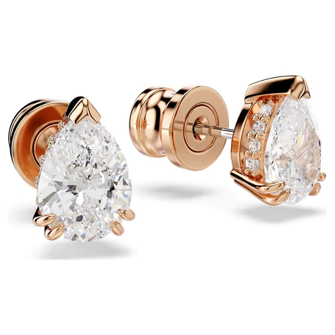 Swarovski Stilla Stud Earrings Pear Cut - White with Rose Gold Tone Plating - 5734248