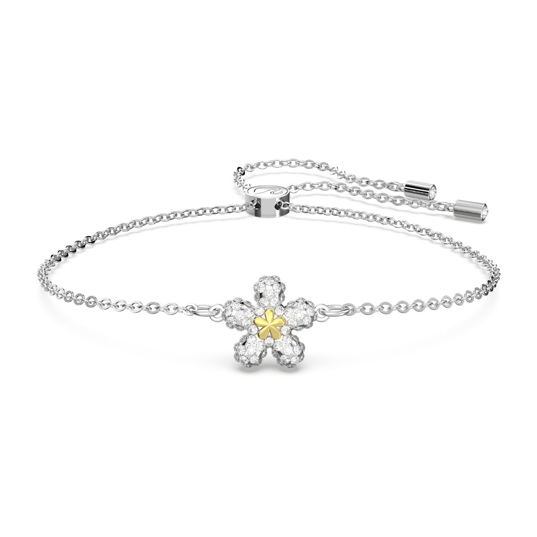 Niche Jewellery Swarovski Tough Flower Toggle Bracelet Silver with White Crystal & Gold Star