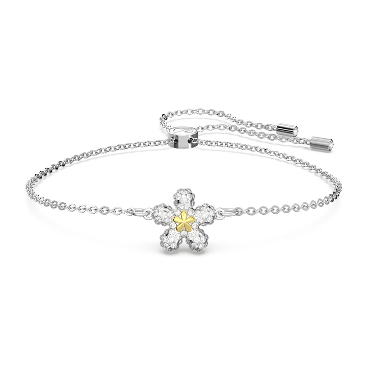 Niche Jewellery Swarovski Tough Flower Toggle Bracelet Silver with White Crystal & Gold Star