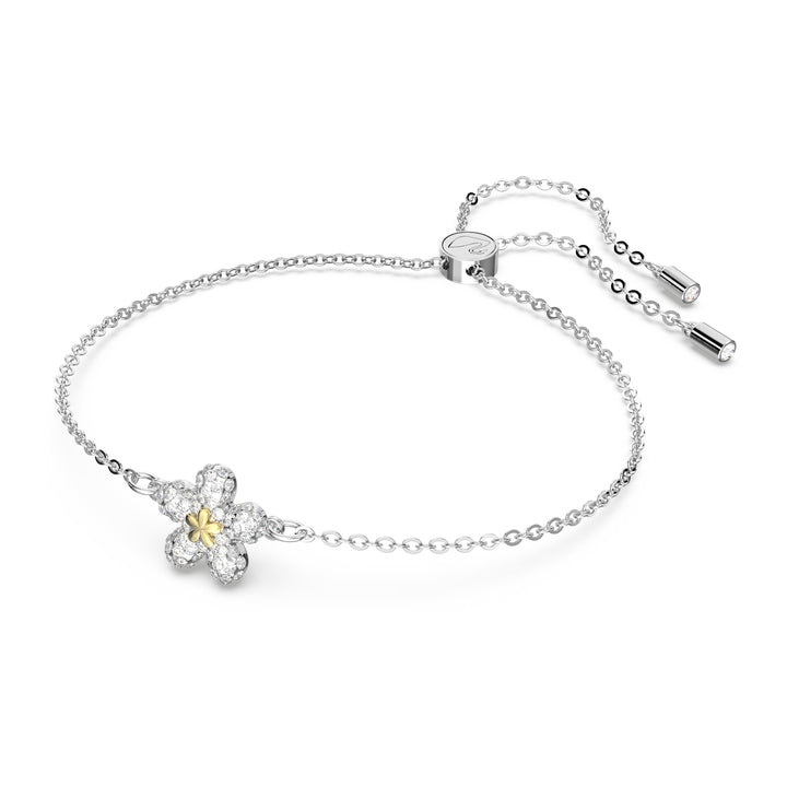 Niche Jewellery Swarovski Tough Flower Toggle Bracelet Silver with White Crystal & Gold Star detail