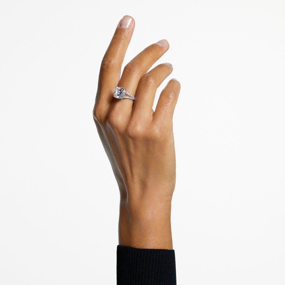 Niche Jewellery Swarovski Constella Cocktail Ring Square Cut Pavé White Rhodium Plated detail