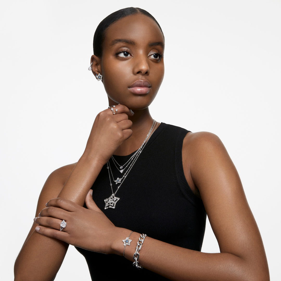 Niche Jewellery Swarovski Constella Cocktail Ring Square Cut Pavé White Rhodium Plated detail