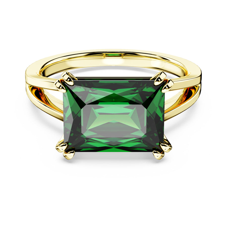 Niche Jewellery Swarovski Stilla Cocktail Ring Rectangular Cut - Green with 18k Gold Finish