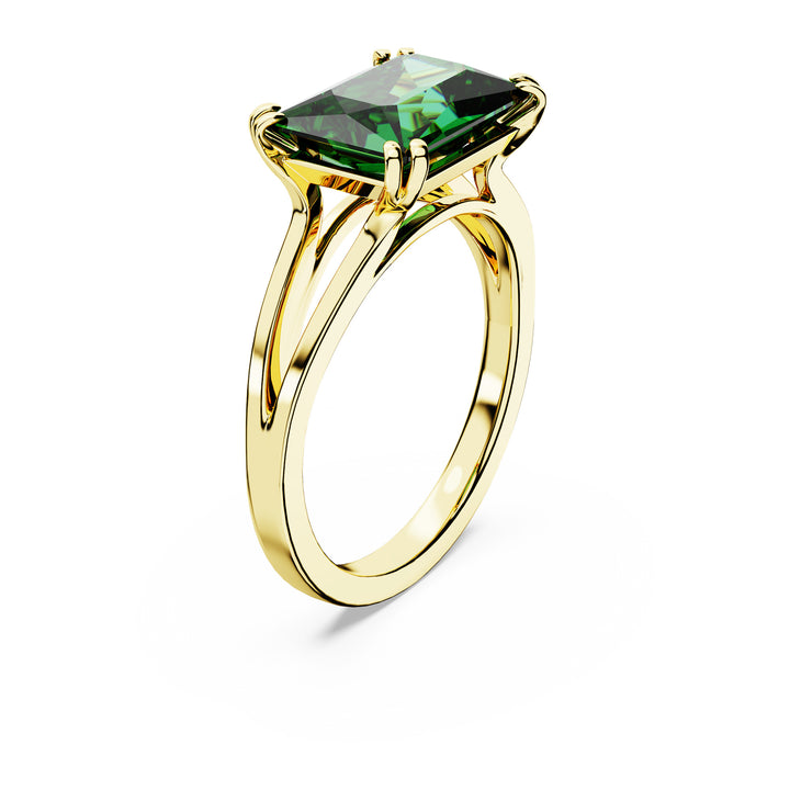 Niche Jewellery Swarovski Stilla Cocktail Ring Rectangular Cut - Green with 18k Gold Finish detail