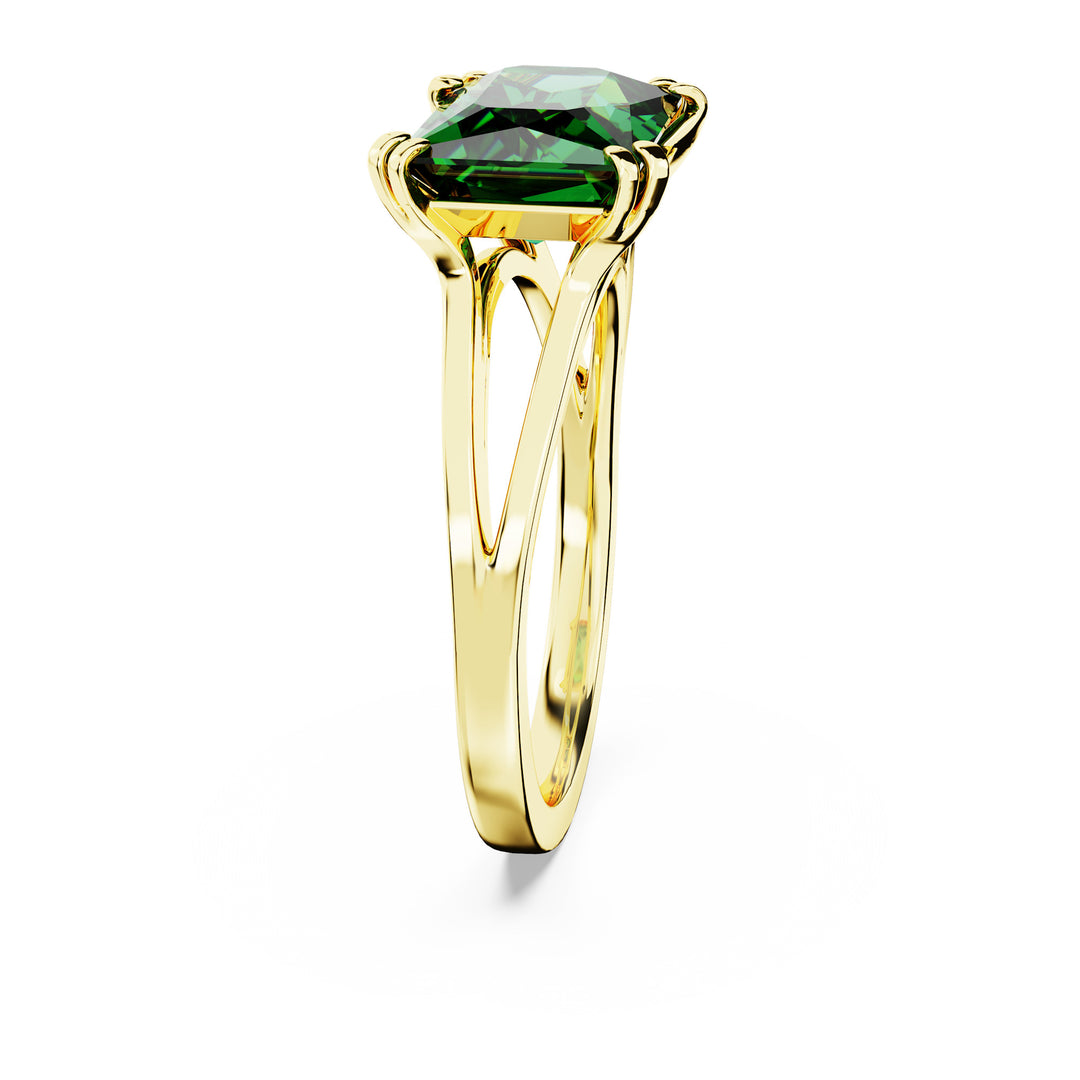 Niche Jewellery Swarovski Stilla Cocktail Ring Rectangular Cut - Green with 18k Gold Finish detail