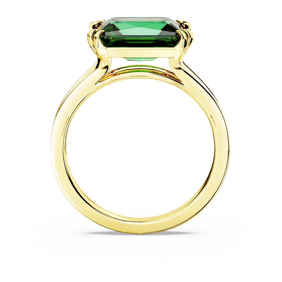 Niche Jewellery Swarovski Stilla Cocktail Ring Rectangular Cut - Green with 18k Gold Finish detail