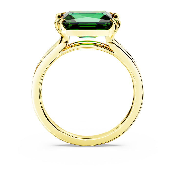 Niche Jewellery Swarovski Stilla Cocktail Ring Rectangular Cut - Green with 18k Gold Finish detail