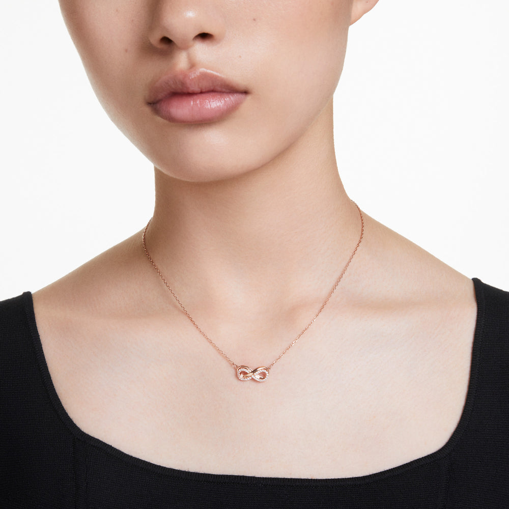 Niche Jewellery Swarovski Hyperbola Pendant Pavé Infinity White Rose Tone Plated detail
