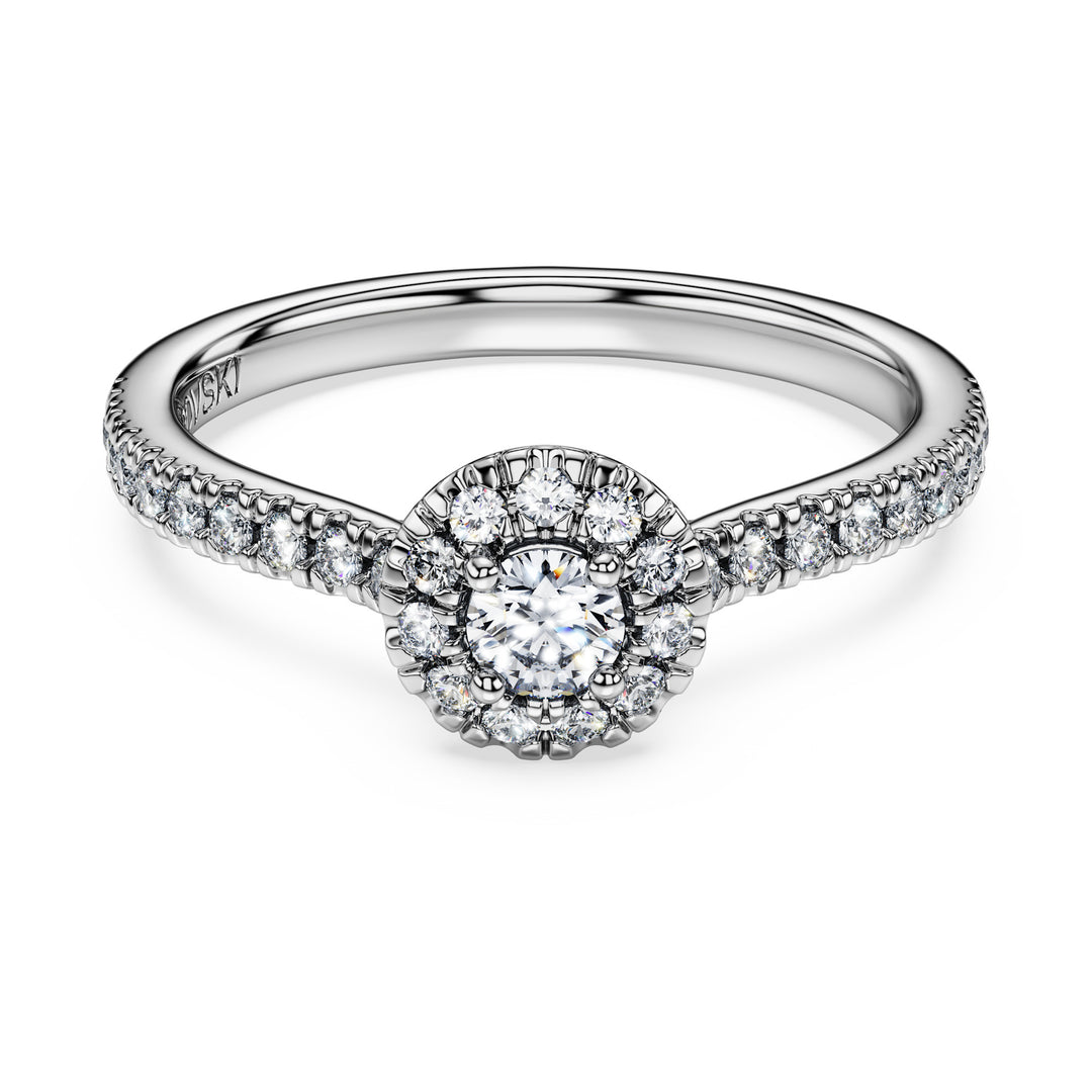 Niche Jewellery Swarovski Eternity Halo Solitaire Ring Lab-Grown Diamonds 0.45ct Round Shape Sterling Silver