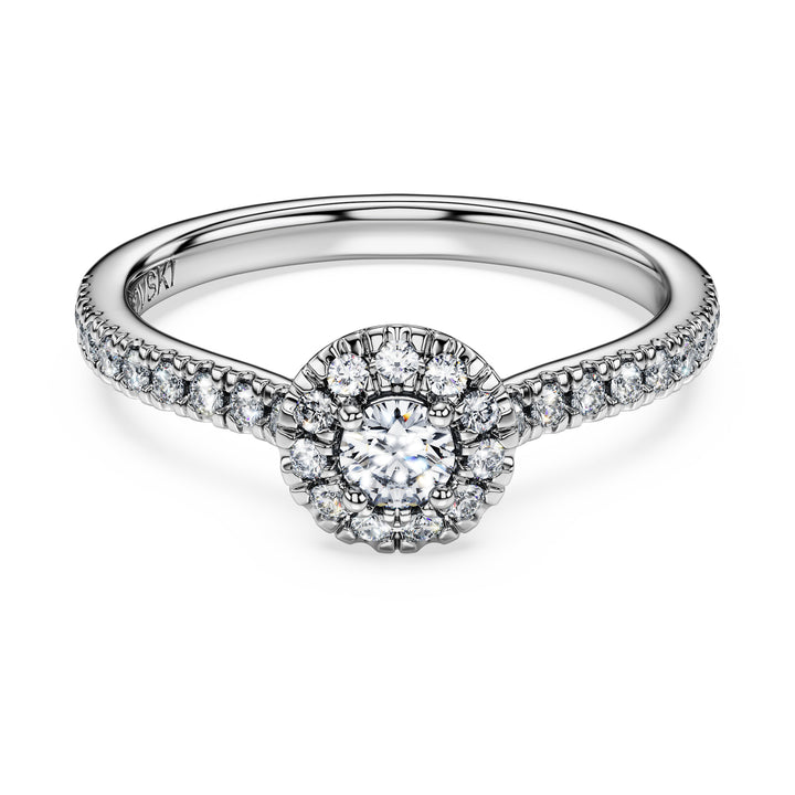 Niche Jewellery Swarovski Eternity Halo Solitaire Ring Lab-Grown Diamonds 0.45ct Round Shape Sterling Silver
