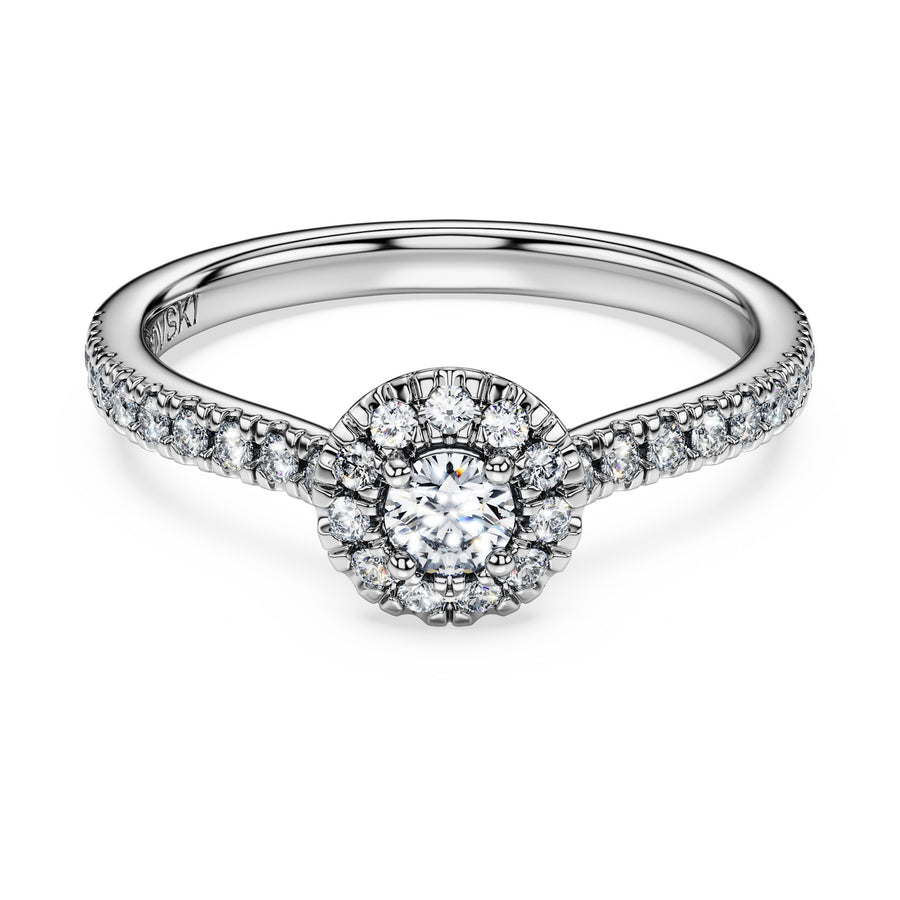 Niche Jewellery Swarovski Eternity Halo Solitaire Ring Lab-Grown Diamonds 0.45ct Round Shape Sterling Silver