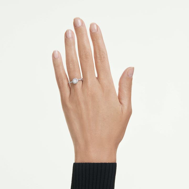 Niche Jewellery Swarovski Eternity Halo Solitaire Ring Lab-Grown Diamonds 0.45ct Round Shape Sterling Silver detail