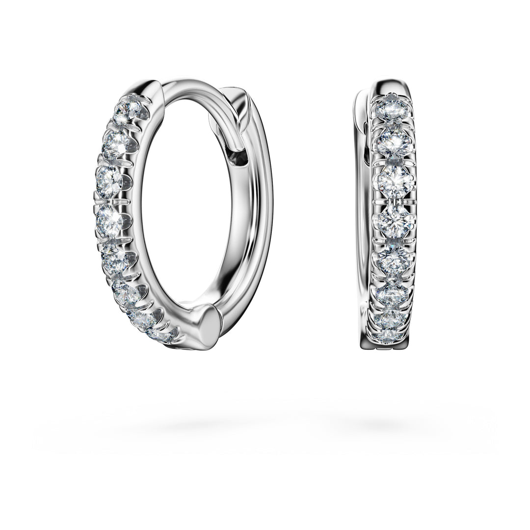 Niche Jewellery Swarovski Eternity Hoop Earrings Lab Grown Diamonds 0.1ct Round Shape Small 18K White Gold