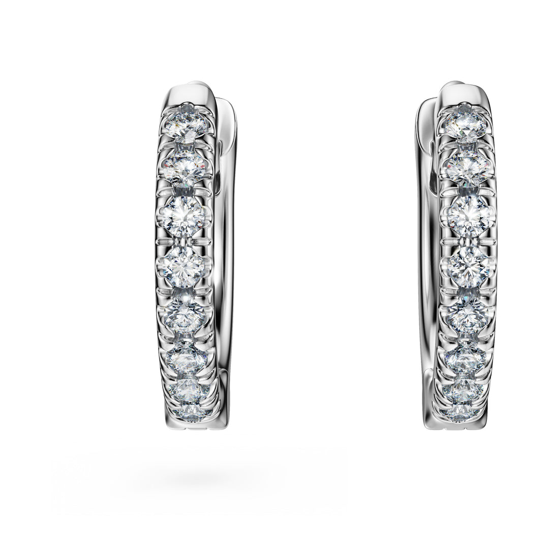 Niche Jewellery Swarovski Eternity Hoop Earrings Lab Grown Diamonds 0.1ct Round Shape Small 18K White Gold detail