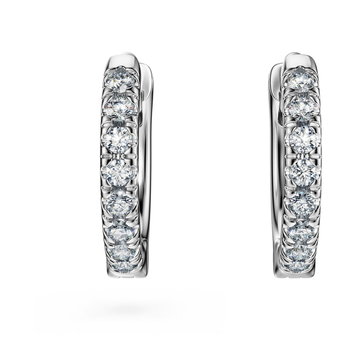 Niche Jewellery Swarovski Eternity Hoop Earrings Lab Grown Diamonds 0.1ct Round Shape Small 18K White Gold detail